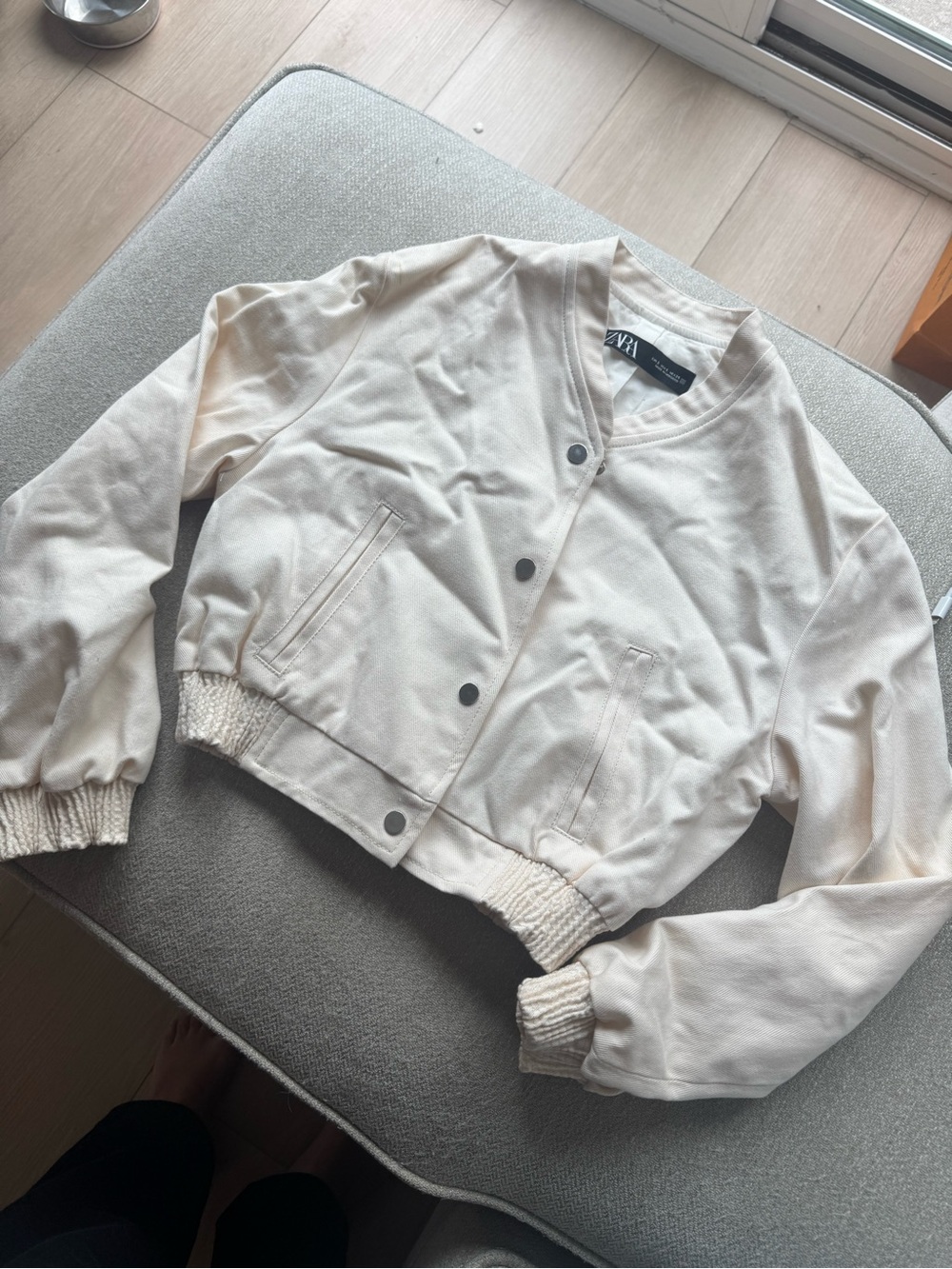 Zara cream button bombed jacket